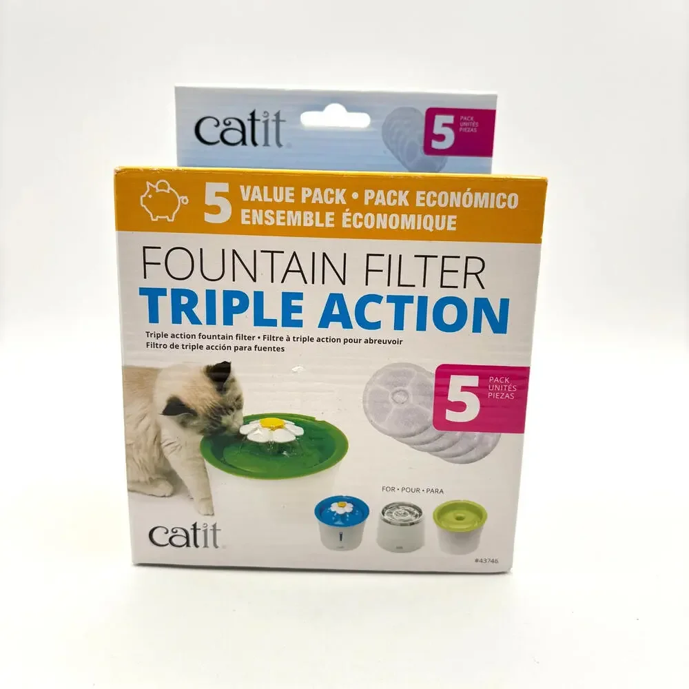 Catit Senses Flower Fountain Triple Action Drinking Water Filters Value 5 Pack